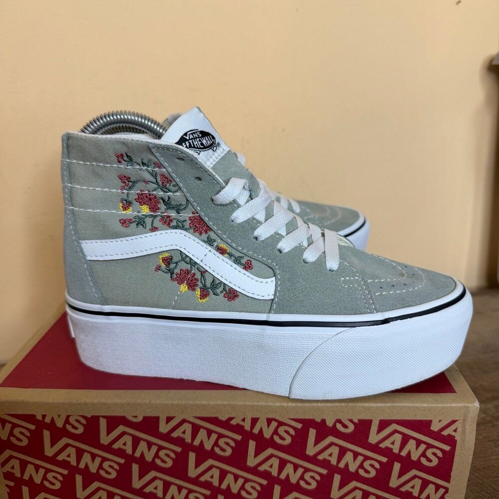 Vans Sk8-Hi Tapered Stackform Platform Floral Shoes embroidery desert size 5.5 - Picture 4 of 10